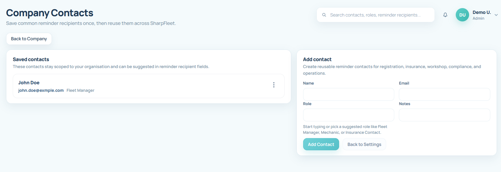 Company contacts